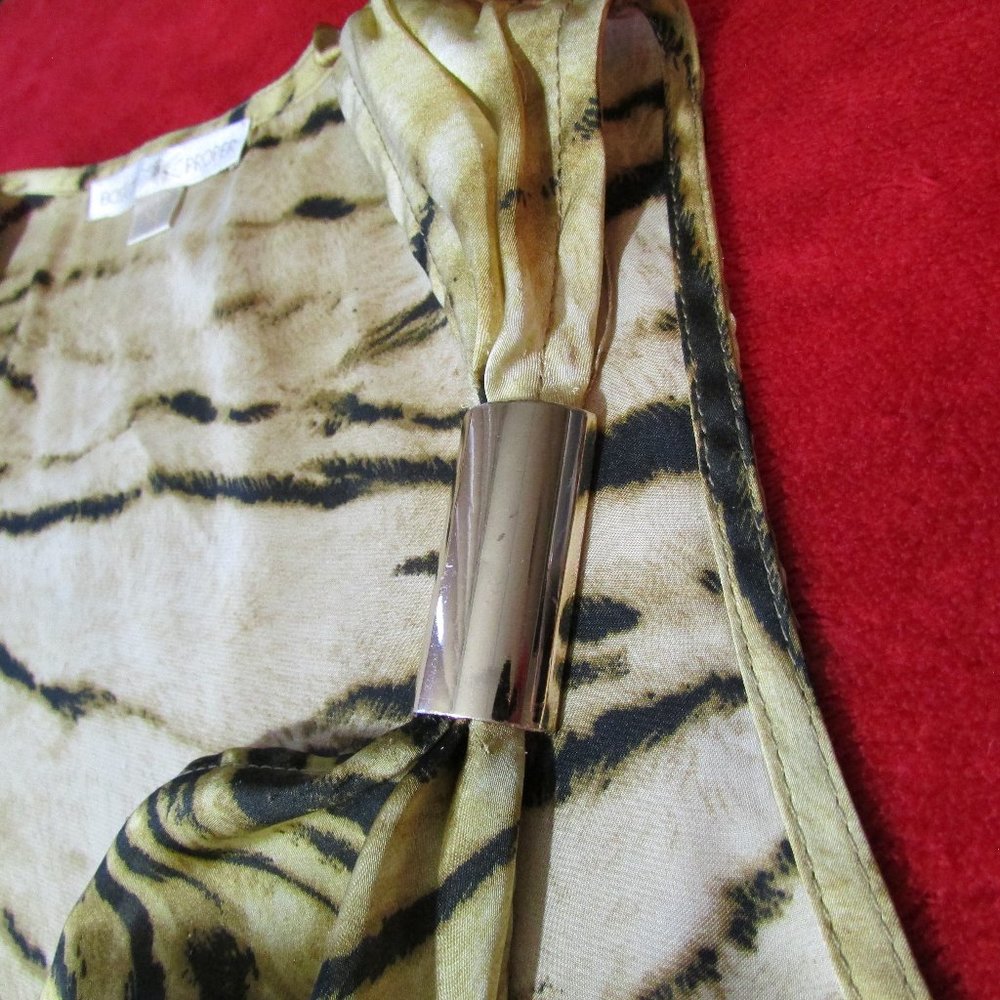 Boston Proper Animal Print Blouse Tank Gold Brown Top - Picture 7 of 11